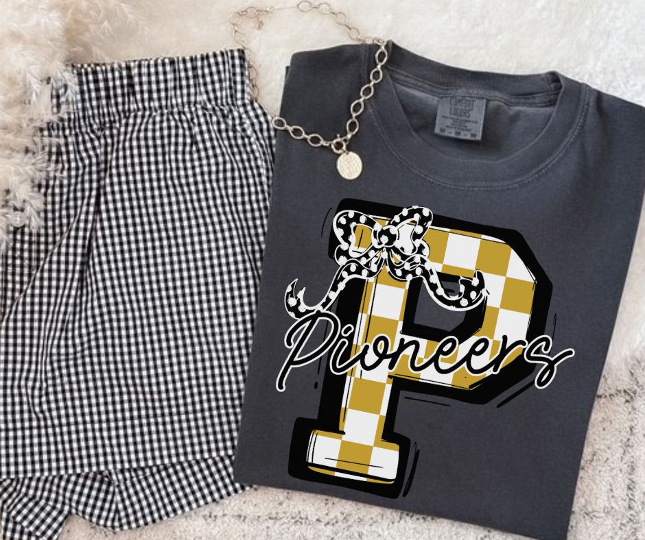 Pioneers - Vegas Gold/Black (Checkered Coquette Mascot) - DTF