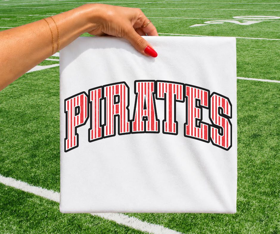 Pirates - Red/White (Varsity Stripes Mascot) - DTF