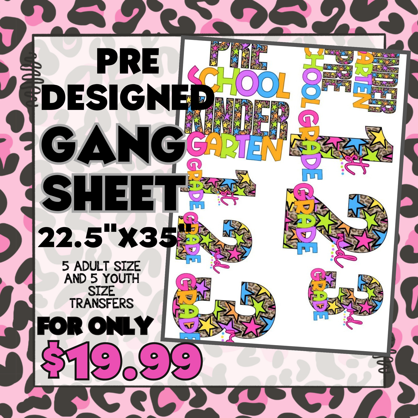 Back to School Leopard Edition - Pre-designed Gang Sheet