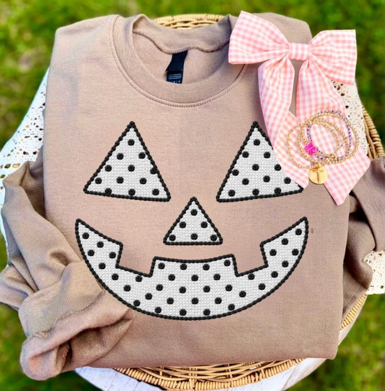 Polka Dotted Stitch Pumpkin Face - DTF