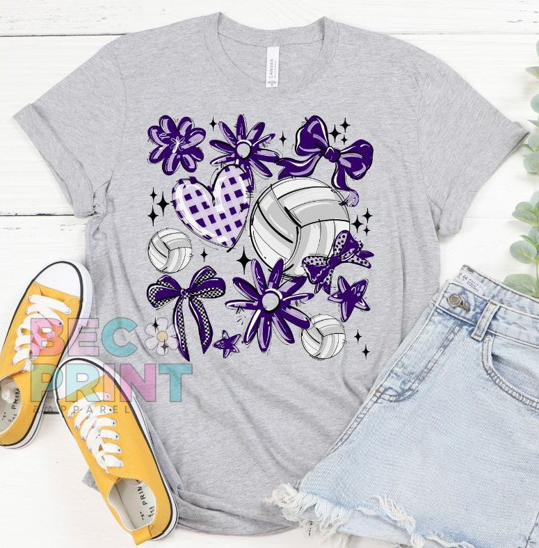 Play Ball Collage - Purple (Volleyball) - DTF