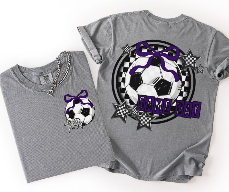 Game Day Soccer Coquette (Purple 2-in-1 front/back design)- DTF