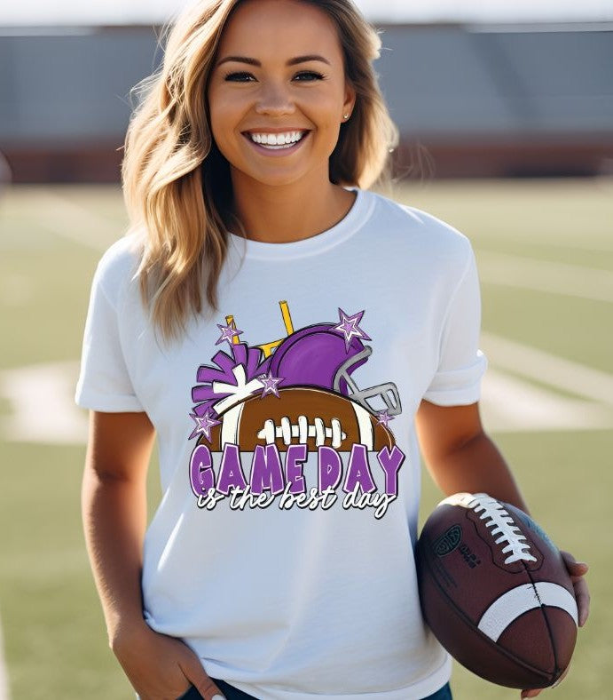 Game Day Best Day Football (Purple) - DTF
