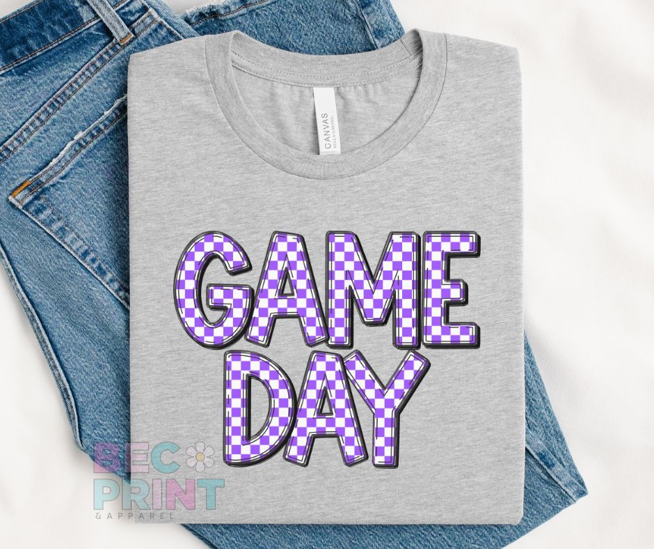 Game Day Checkered (Purple) - DTF