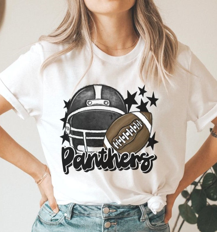 Panthers Mascot (stars -black helmet) - DTF