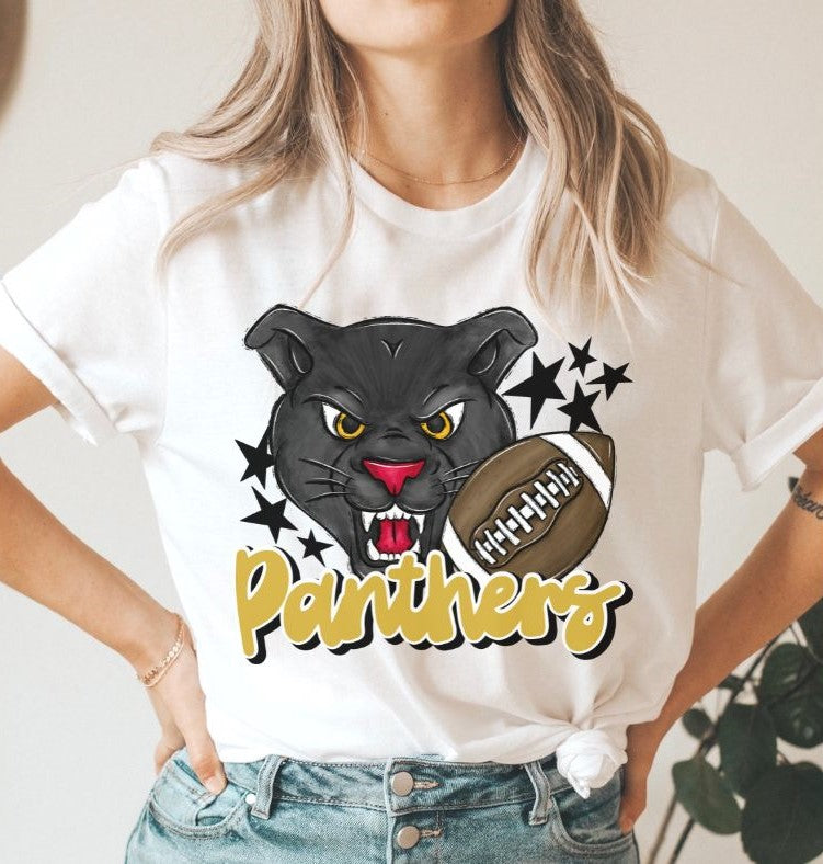 Panthers Mascot (stars - gold) - DTF