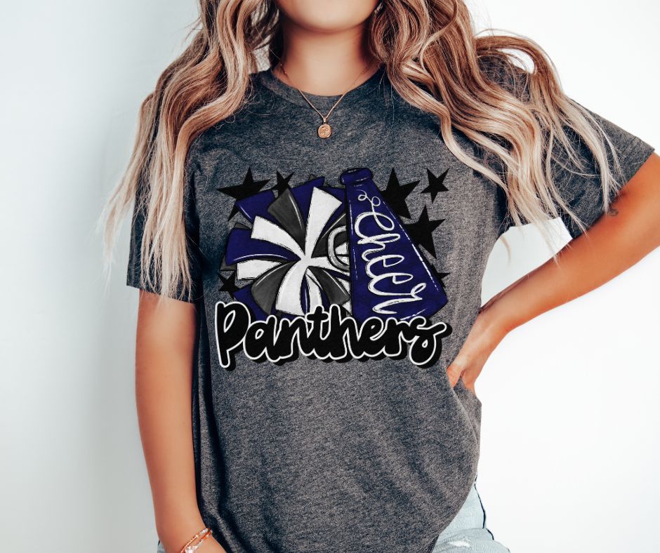 Panthers Cheer (megaphone - navy/black) - DTF