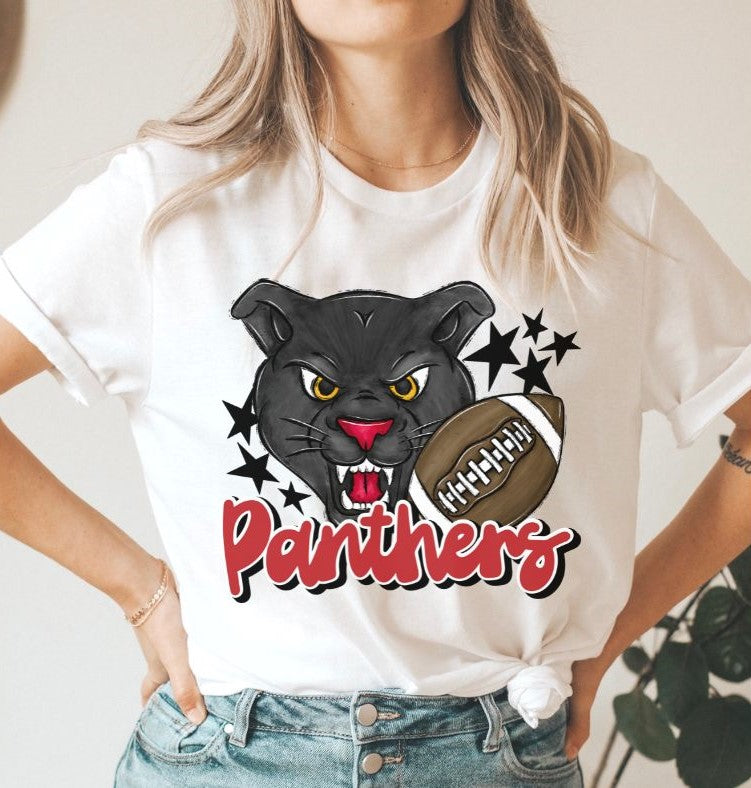 Panthers Mascot (stars -red) - DTF