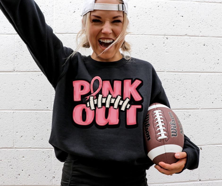 Pink Out (football stitches) - DTF