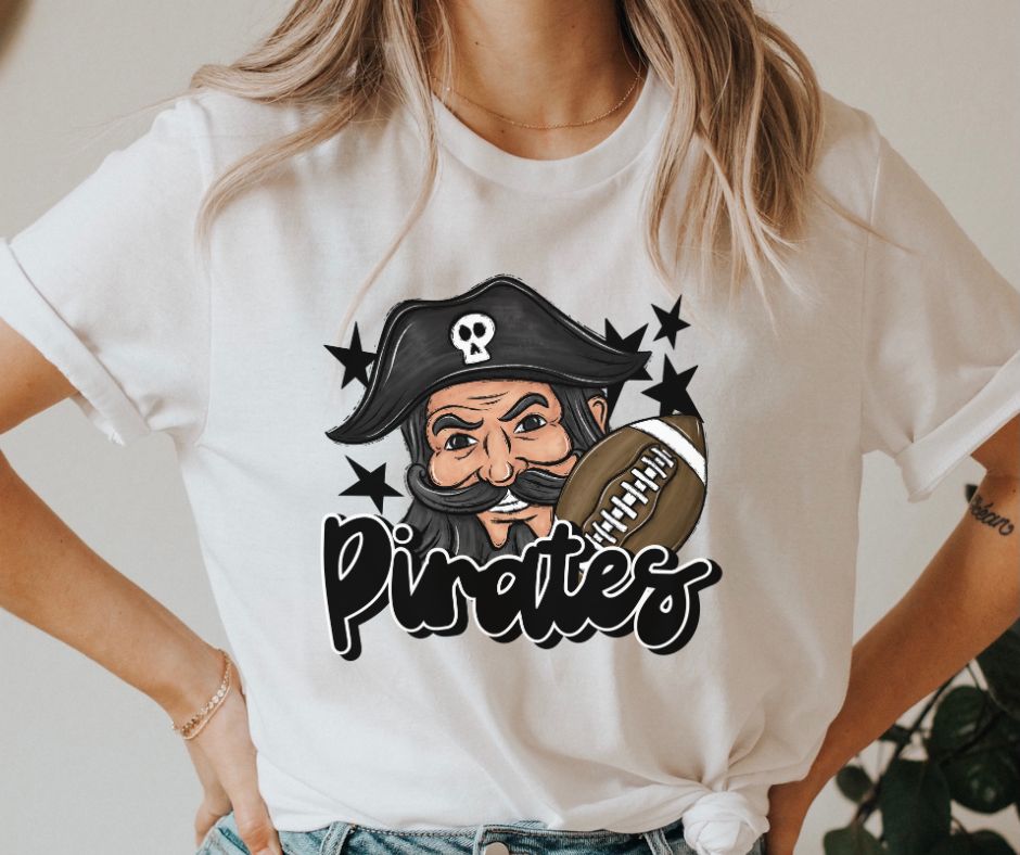 Pirates Mascot (stars - black) - DTF