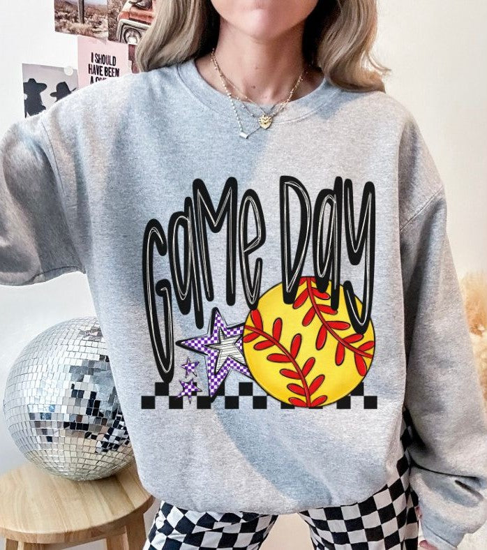 Game Day Stars (Softball - Purple) - DTF