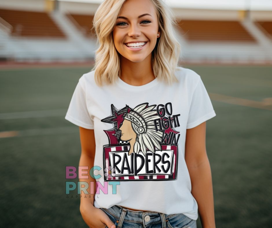 Raiders - Maroon (Go Fight Win Star Mascot) - DTF