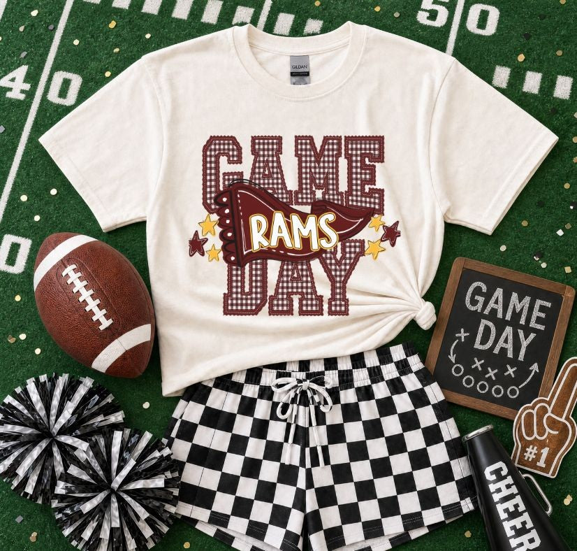 Rams - Maroon/Yellow Gold (Preppy Game Day Pennant Mascot) - DTF