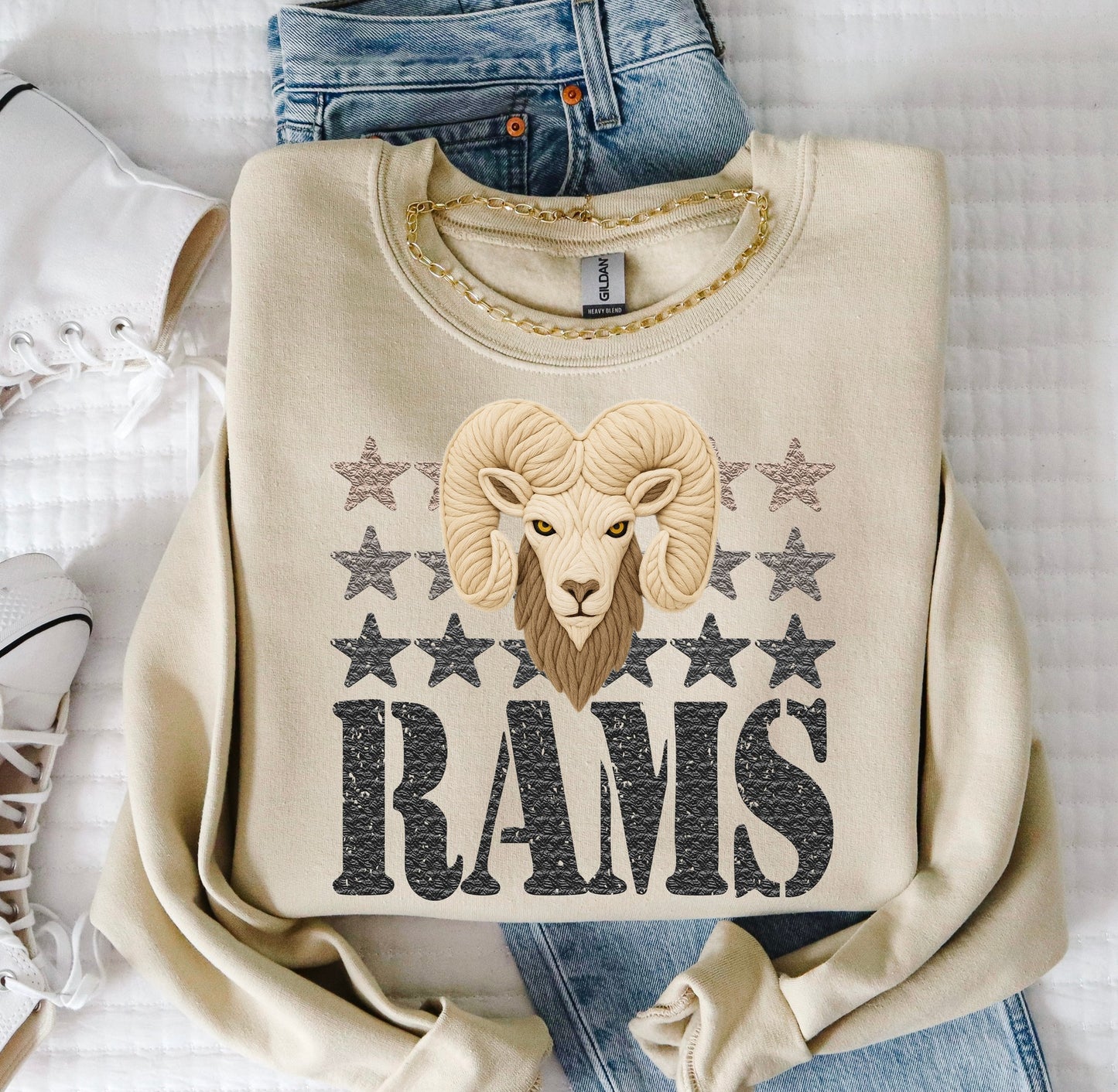 Rams (Faux Yarn and Stars Mascot) - DTF