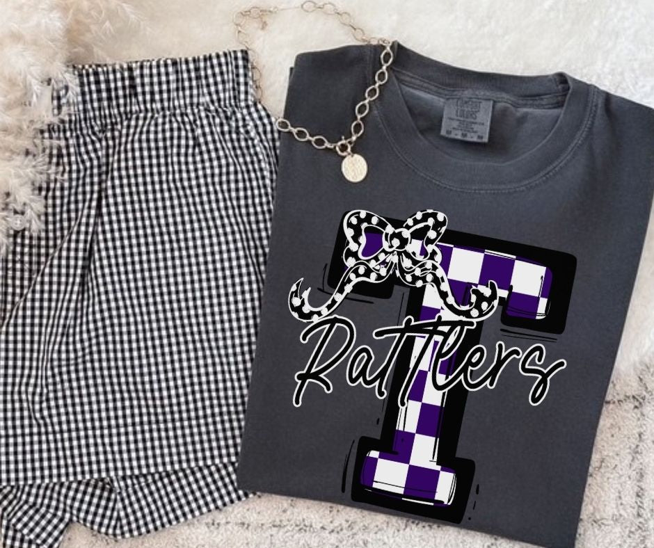 Rattlers (T) - Purple/Black (Checkered Coquette Mascot) - DTF