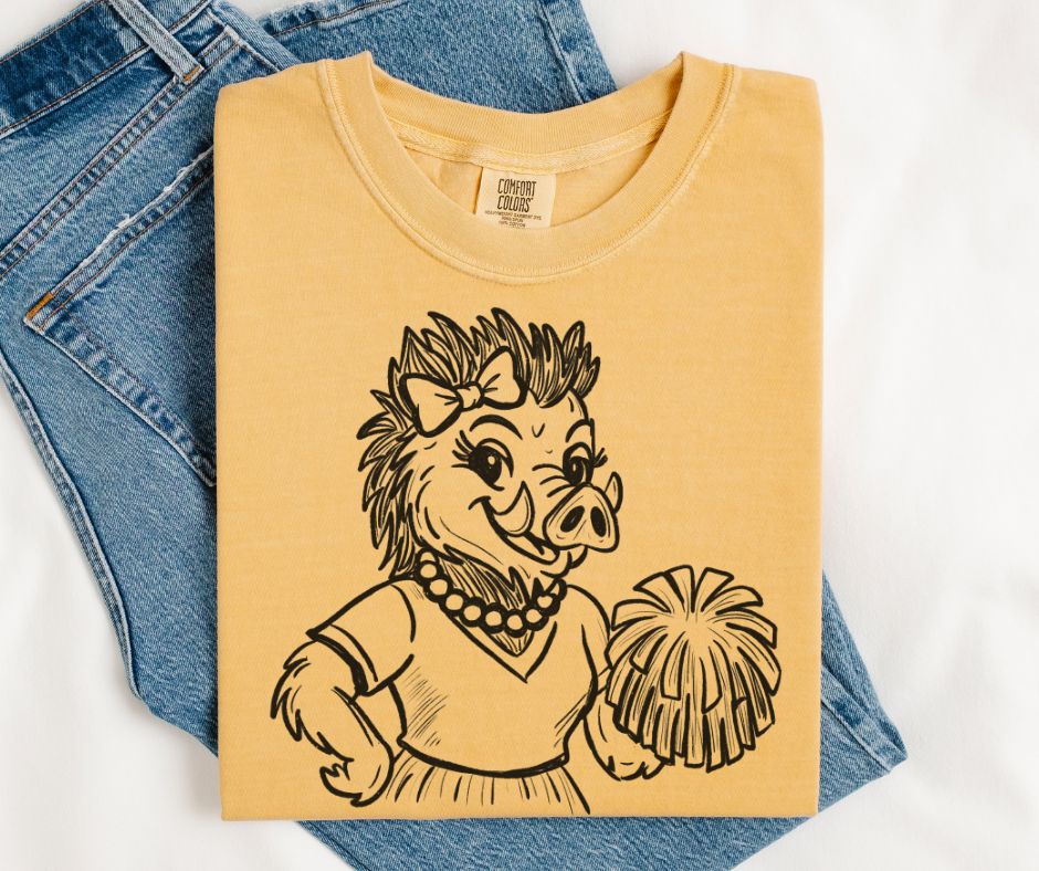 Razorback (Cheer Vintage Sketch Mascot) - DTF