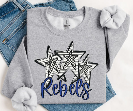 Rebels - Royal Blue (Stars and Checks) - DTF