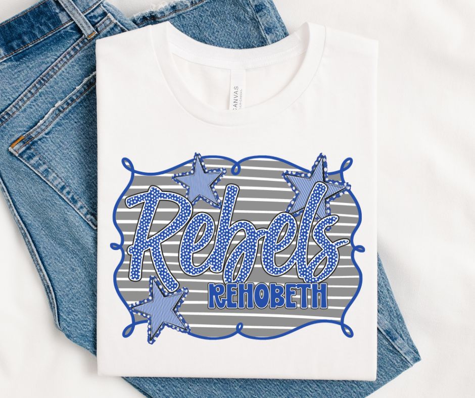 Rebels - Rehobeth Royal Blue/Grey (School Spirit Framed Mascot) - DTF