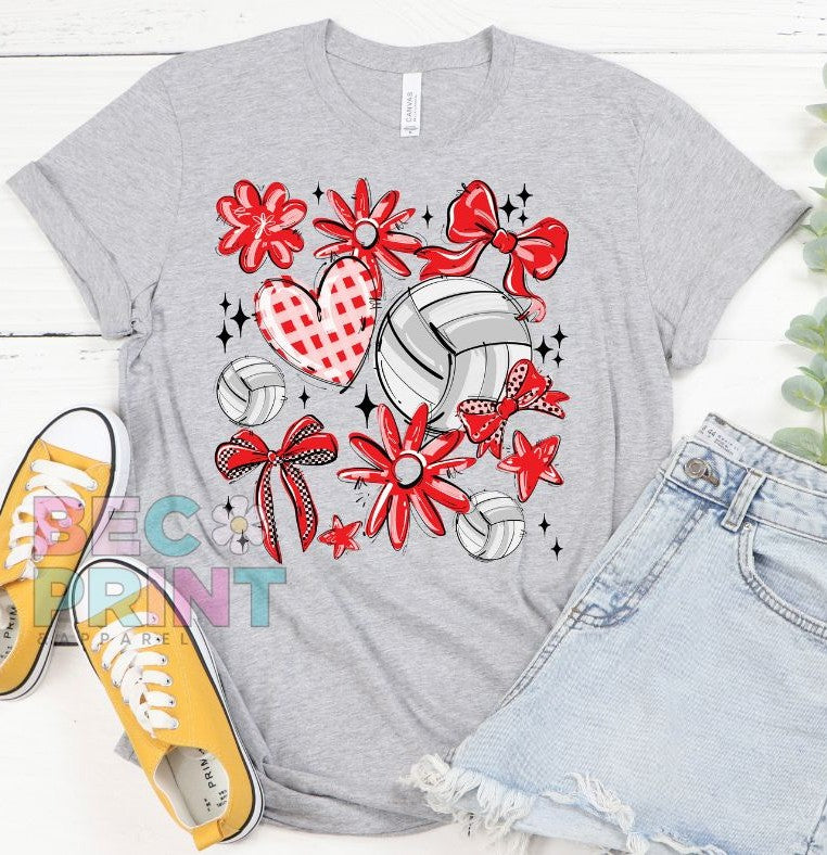 Play Ball Collage - Red (Volleyball) - DTF