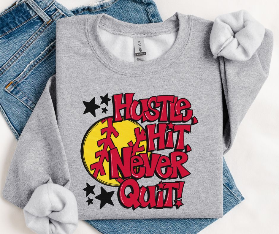 Softball Hustle Hit Never Quit (Red) - DTF