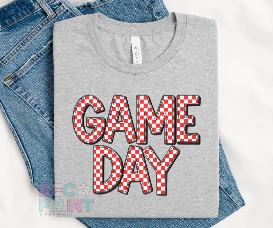 Game Day Checkered (Red) - DTF