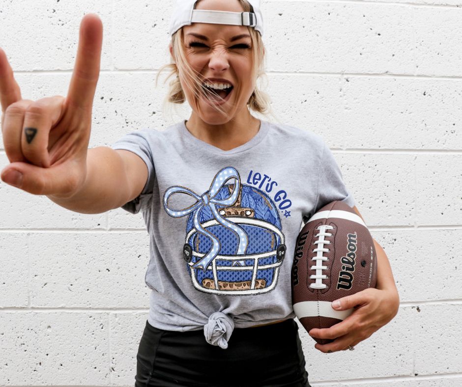 Lets Go Football Helmet (Royal Blue) - DTF