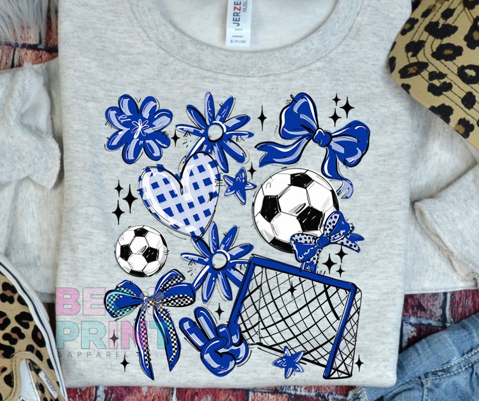 Play Ball Collage - Royal Blue (Soccer) - DTF