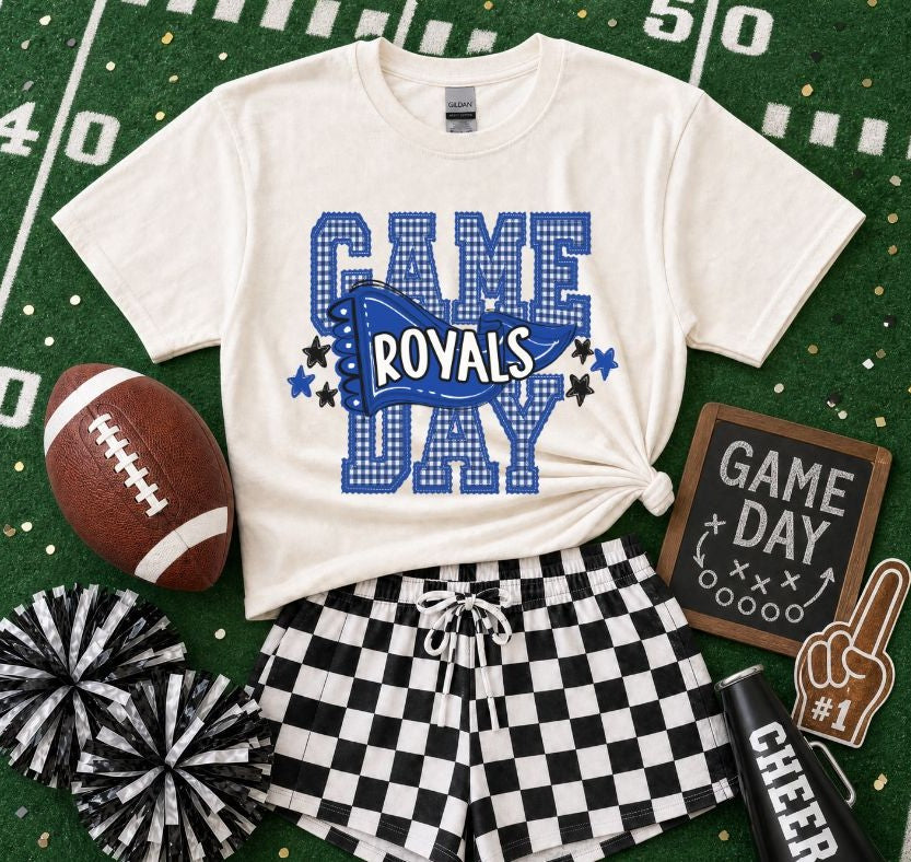 Royals - Royal Blue/White (Preppy Game Day Pennant Mascot) - DTF