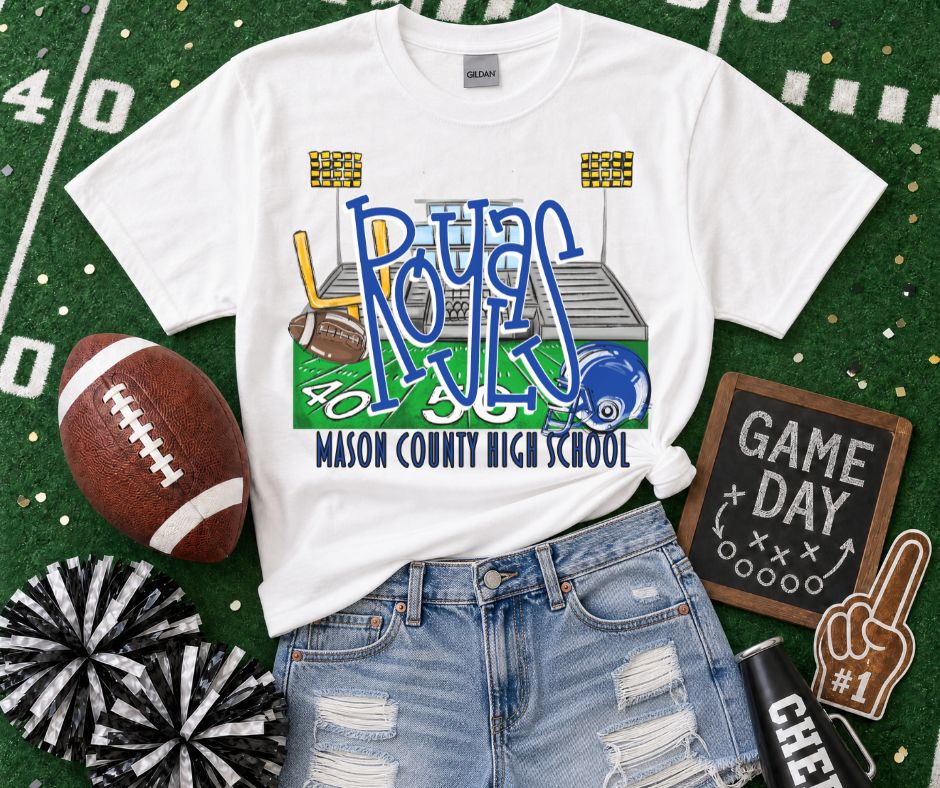 Royals Mason County HS - Royal Blue/White (Stadium Blitz Mascot) - DTF