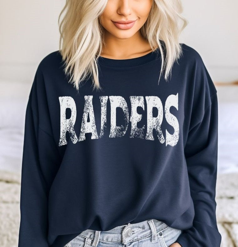 Raiders (white - single color grunge) - DTF