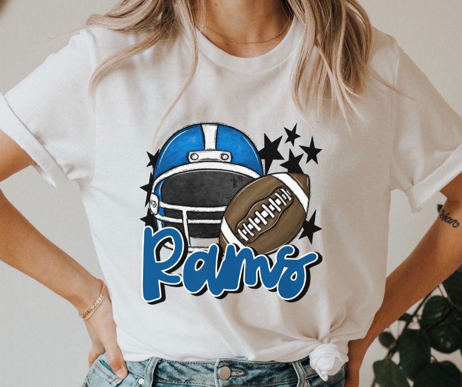Rams Mascot (stars - blue helmet) - DTF