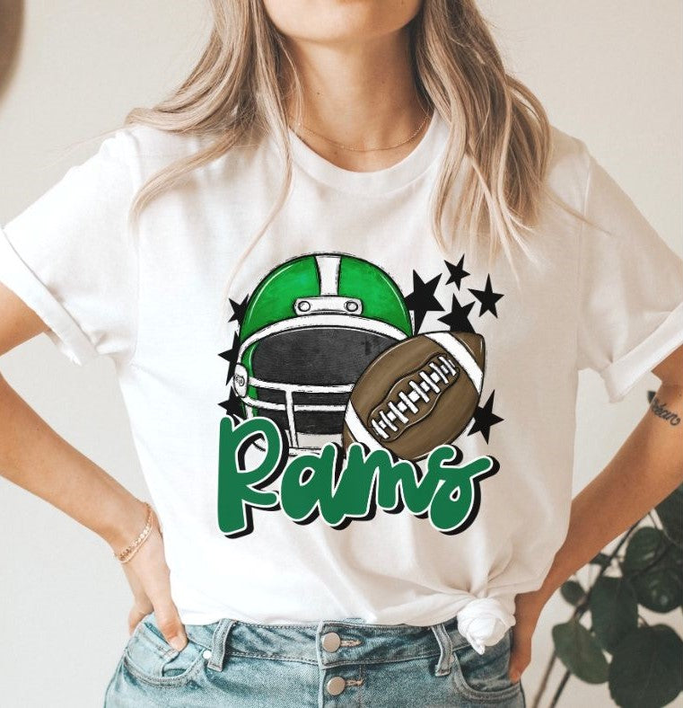 Rams Mascot (stars - green helmet) - DTF