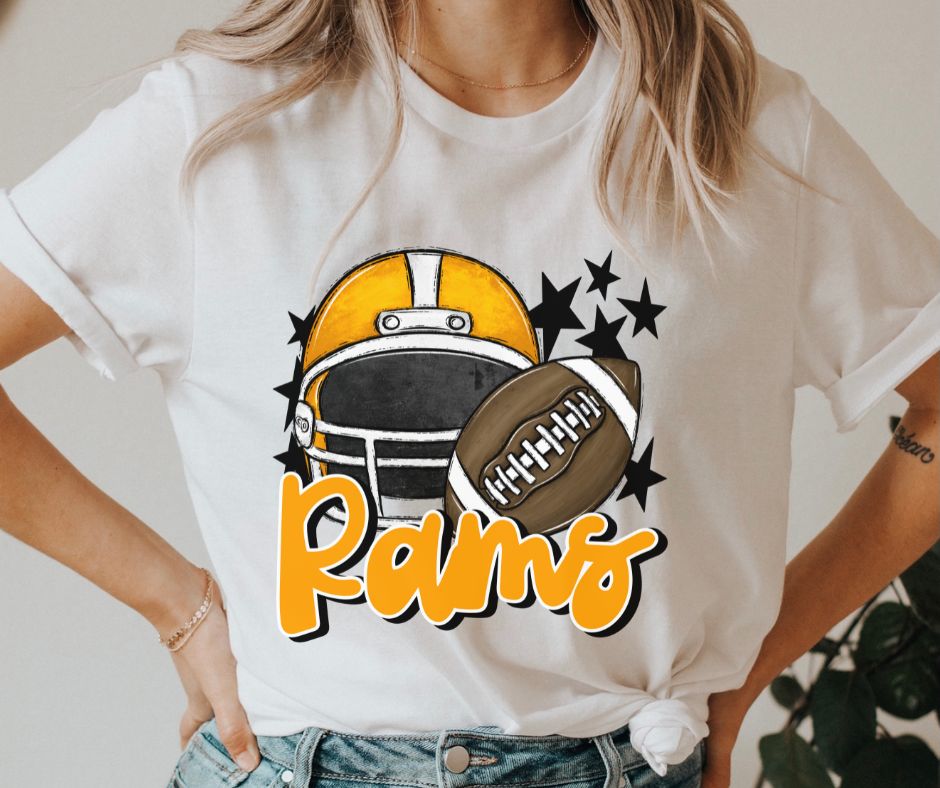 Rams Mascot (stars - yellow gold helmet) - DTF