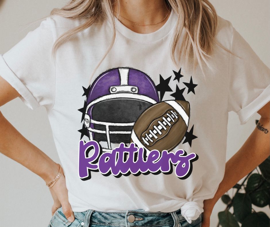 Rattlers Mascot (stars - purple helmet) - DTF