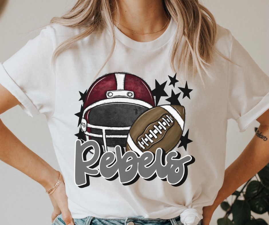 Rebels Mascot (stars - maroon/gray helmet) - DTF