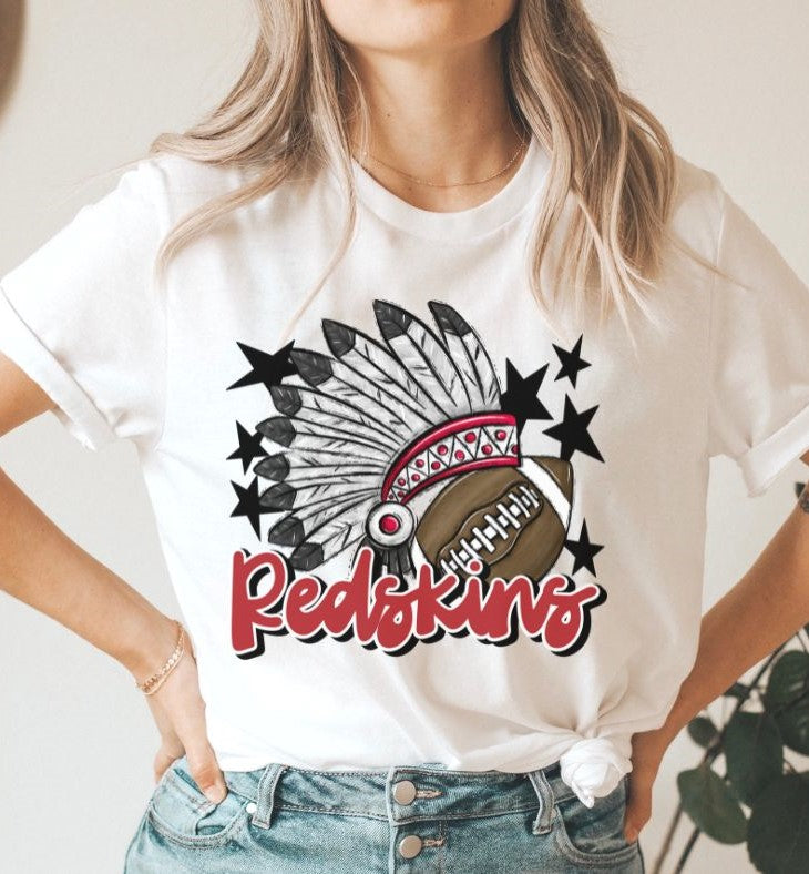 Redskins Mascot (stars - red) - DTF