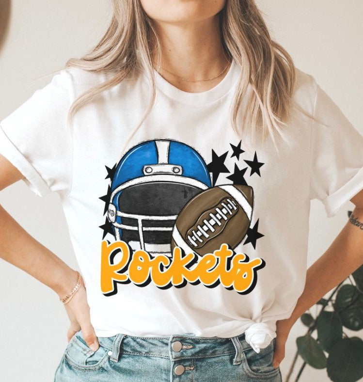 Rockets Mascot (stars - blue and yellow gold helmet) - DTF