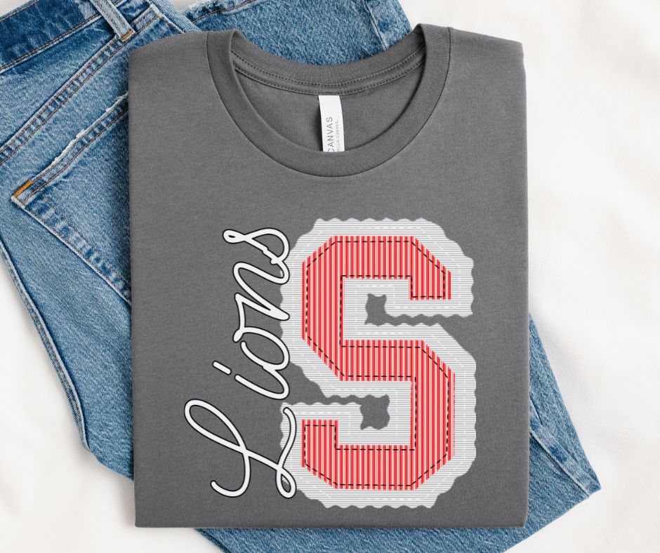 S - Lions - Red/White (Prepster Mascot) - DTF