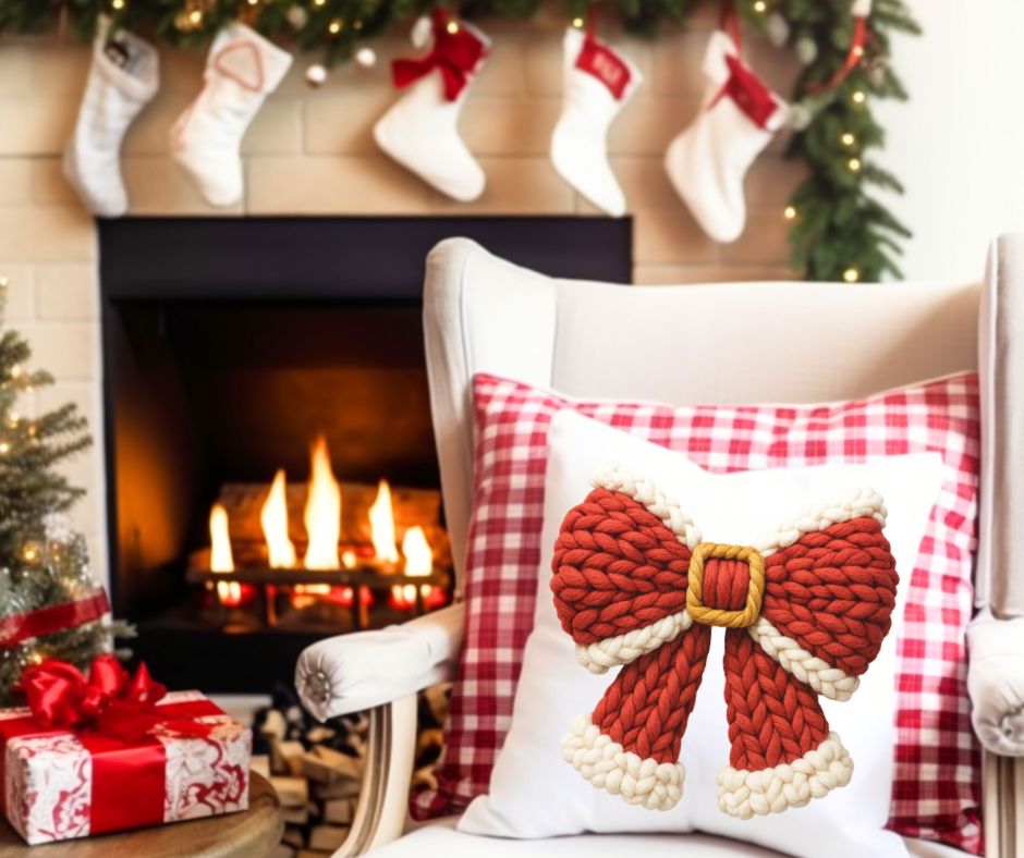 Santa Bow (Faux Yarn) - DTF