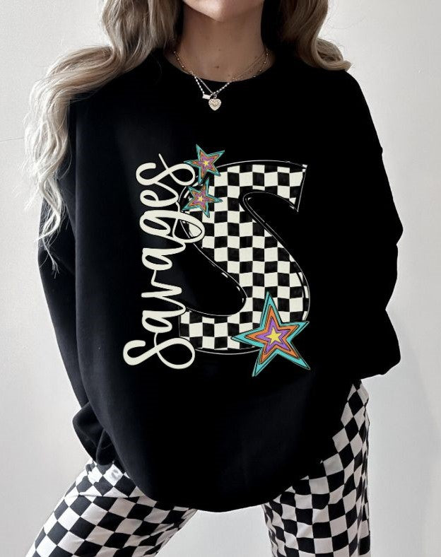 Savages - Star (Retro Checkerboard Mascot) - DTF