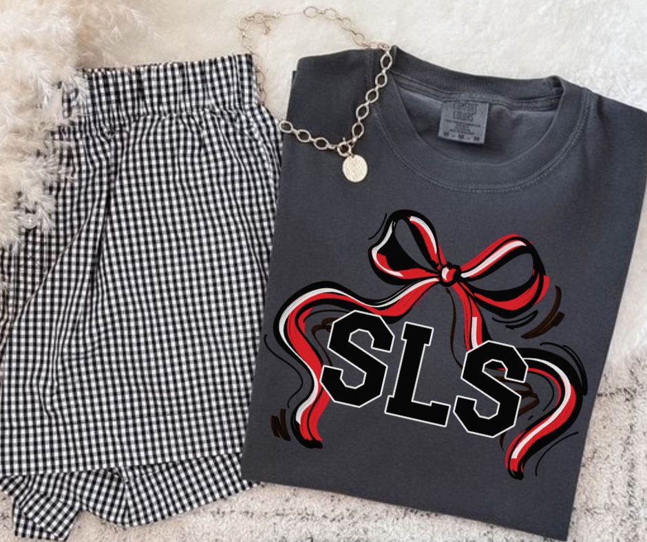 SLS - Red/Black (Ribbon Sports Bow School Spirit) - DTF