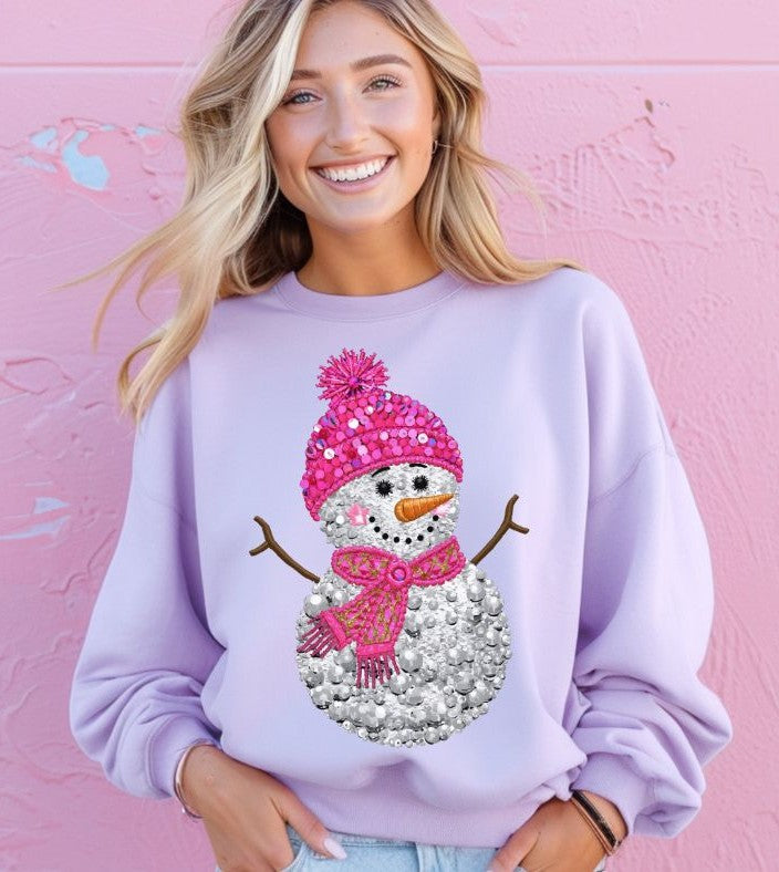 Snowman (Pink Diamond Faux Sequins) - DTF