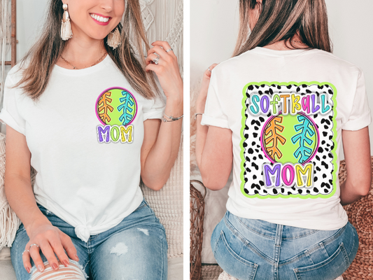 Softball Mom - Dotted Scallop Sport (2-in-1 front/back combo) - DTF