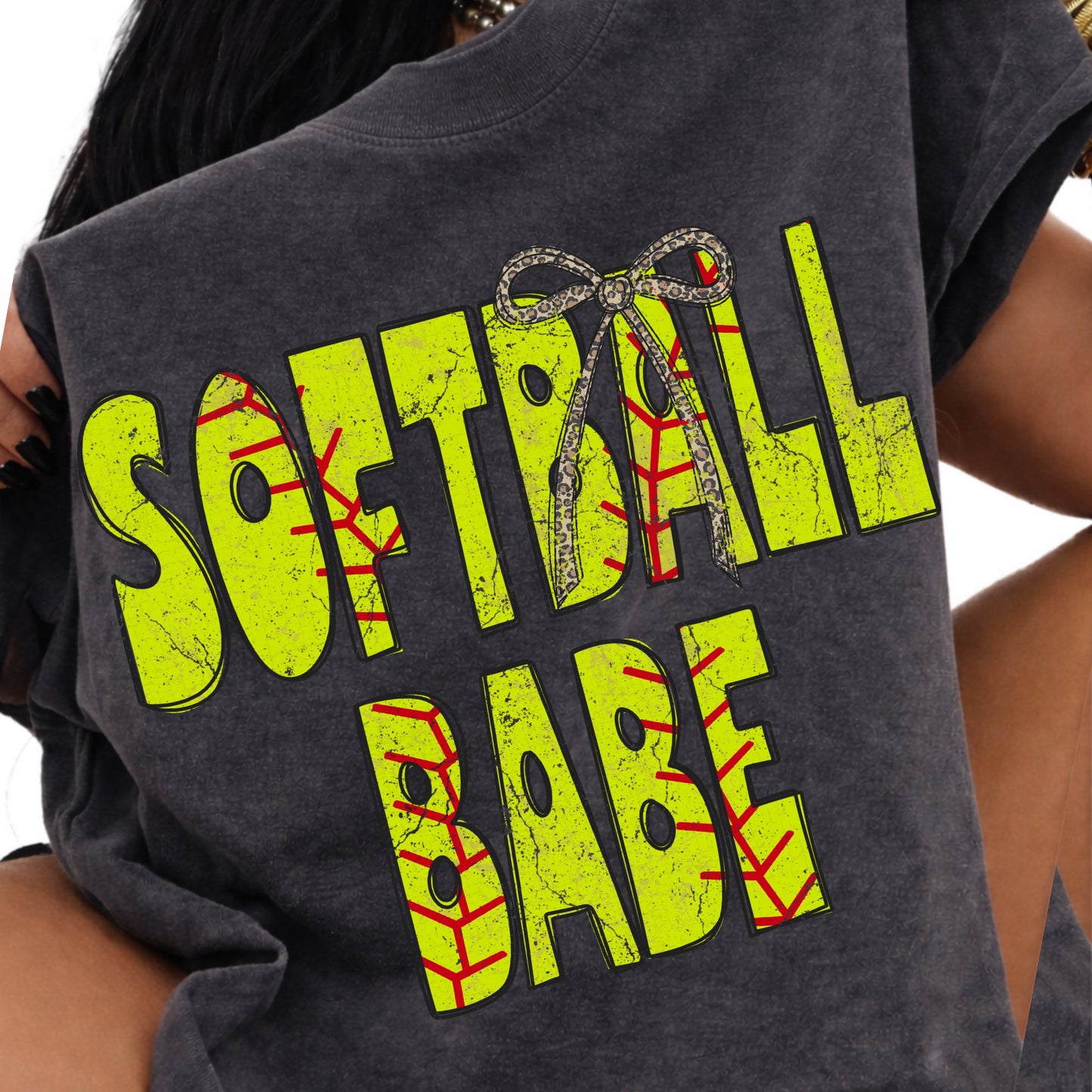 Softball Babe Stitch Leopard Bow - DTF