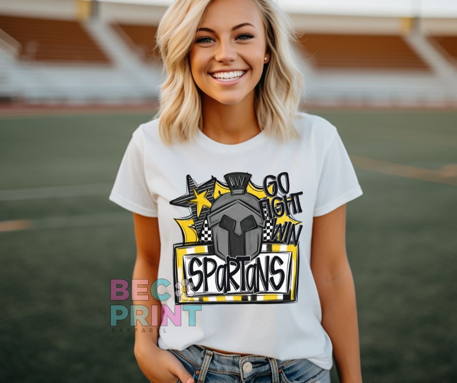 Spartans - Yellow Gold (Go Fight Win Star Mascot) - DTF