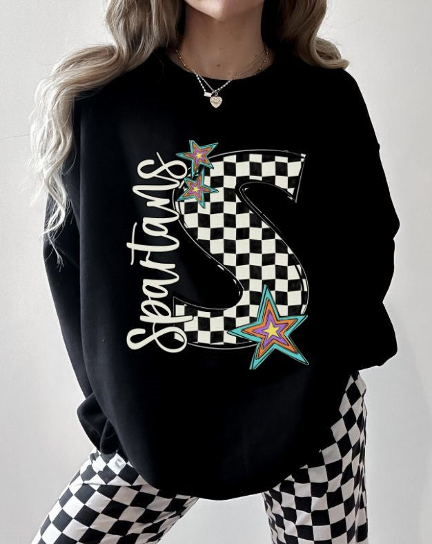 Spartans - Star (Retro Checkerboard Mascot) - DTF