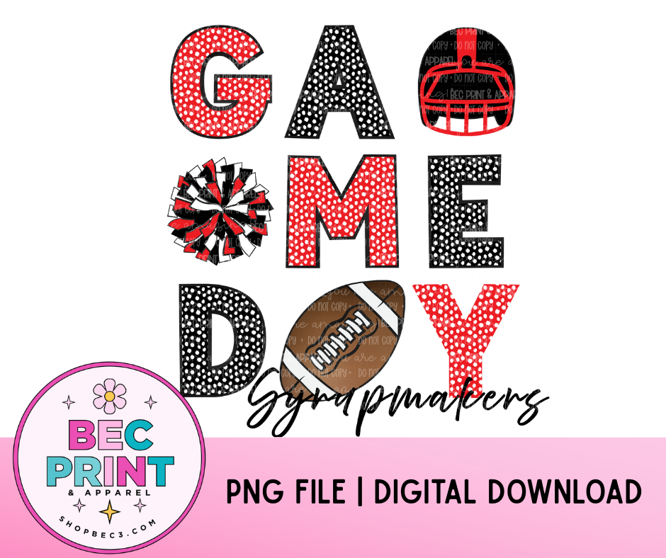 Syrupmakers - Red/Black (Game Day Football Collage) - Design PNG | Digital Download | PNG file