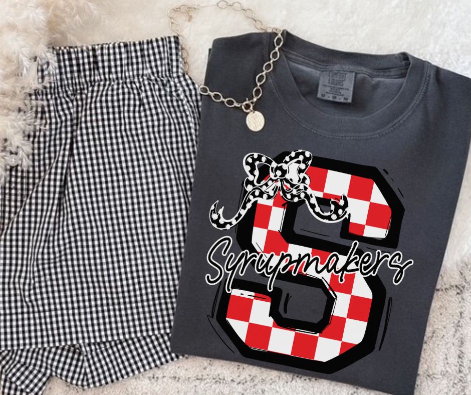 Syrupmakers - Red/Black (Checkered Coquette Mascot) - DTF