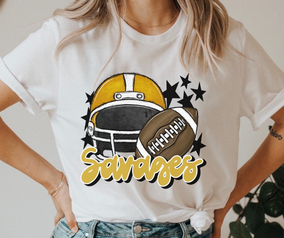 Savages Mascot (stars - gold helmet) - DTF