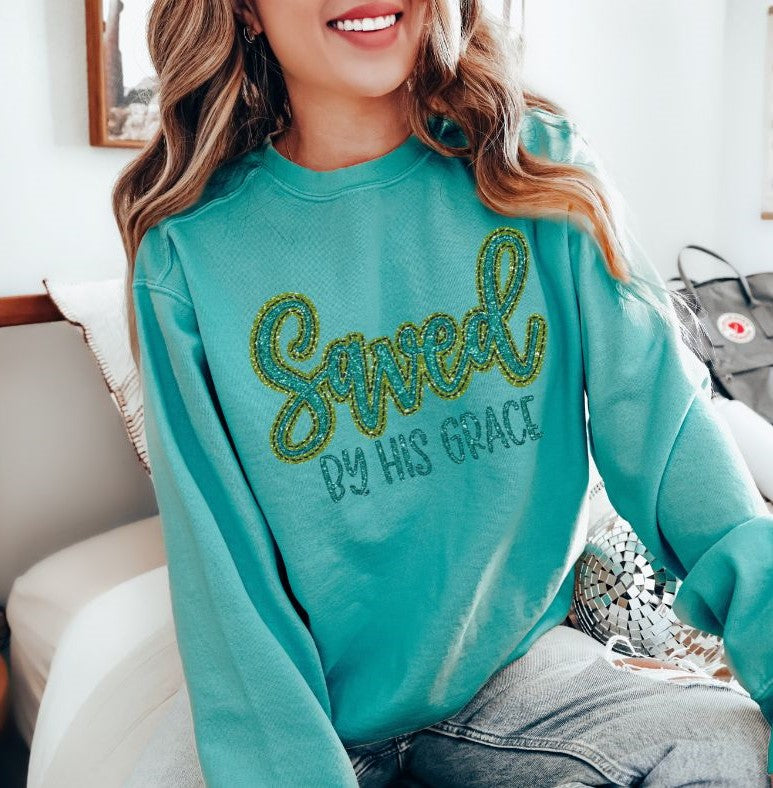 Saved by His Grace (glitter/bling look) - DTF